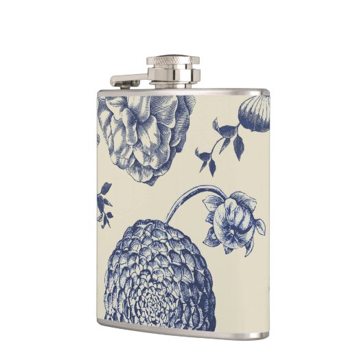 Antiek blauwe ventilator AfdrukFloral Heupfles (Links)