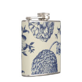 Antiek blauwe ventilator AfdrukFloral Heupfles (Rechts)