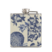 Antiek blauwe ventilator AfdrukFloral Heupfles (Achterkant)