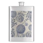 Antiek blauwe ventilator AfdrukFloral Heupfles (Voorkant)