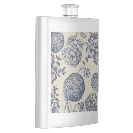 Antiek blauwe ventilator AfdrukFloral Heupfles (Rechts)