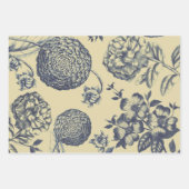 Antiek blauwe ventilator AfdrukFloral Inpakpapier Vel (Voorkant 3)