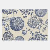 Antiek blauwe ventilator AfdrukFloral Inpakpapier Vel (Voorkant)