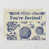 Antiek blauwe ventilator AfdrukFloral Kaart (Voorkant / Achterkant)