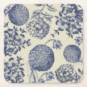 Antiek blauwe ventilator AfdrukFloral Kartonnen Onderzetters (Voorkant)