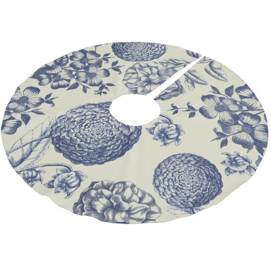 Antiek blauwe ventilator AfdrukFloral Kerstboom Rok (Gekanteld)