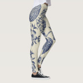 Antiek blauwe ventilator AfdrukFloral Leggings (Rechts)