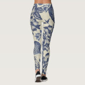 Antiek blauwe ventilator AfdrukFloral Leggings (Achterkant)