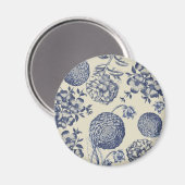 Antiek blauwe ventilator AfdrukFloral Magneet (Voorkant / Achterkant)