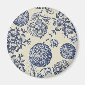 Antiek blauwe ventilator AfdrukFloral Magneet (Voorkant)