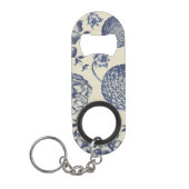 Antiek blauwe ventilator AfdrukFloral Mini Flessenopener (Voorkant)