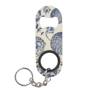 Antiek blauwe ventilator AfdrukFloral Mini Flessenopener