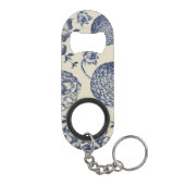 Antiek blauwe ventilator AfdrukFloral Mini Flessenopener (Achterkant)