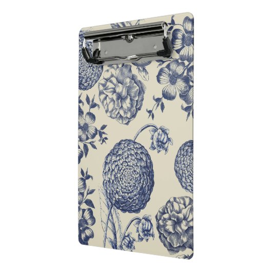 Antiek blauwe ventilator AfdrukFloral Mini Klembord (Angled2)