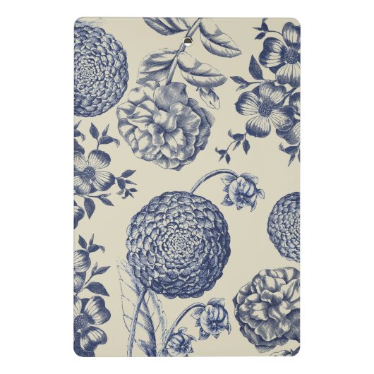 Antiek blauwe ventilator AfdrukFloral Mini Klembord (Achterkant)