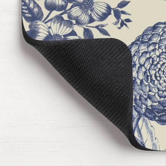 Antiek blauwe ventilator AfdrukFloral Muismat (Hoek)