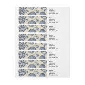 Antiek blauwe ventilator AfdrukFloral Omwikkelbaar Adreslabel (Vel)