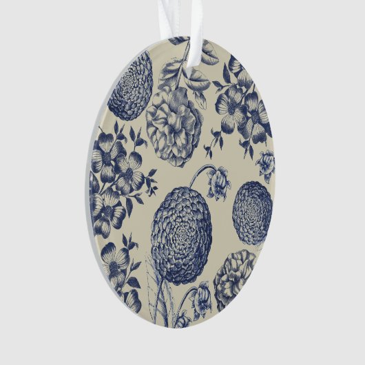 Antiek blauwe ventilator AfdrukFloral Ornament (voorkant)