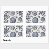 Antiek blauwe ventilator AfdrukFloral Rechthoekige Sticker (Vel)