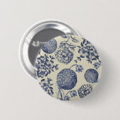 Antiek blauwe ventilator AfdrukFloral Ronde Button 5,7 Cm (Voorkant /achterkant)