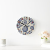 Antiek blauwe ventilator AfdrukFloral Ronde Klok (Huis)