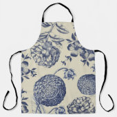 Antiek blauwe ventilator AfdrukFloral Schort (Voorkant)