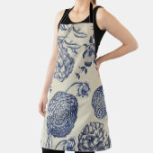 Antiek blauwe ventilator AfdrukFloral Schort (Insitu)