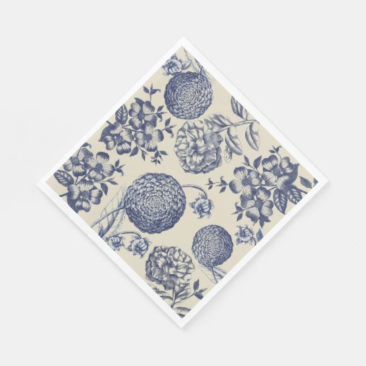 Antiek blauwe ventilator AfdrukFloral Servet (Hoek)