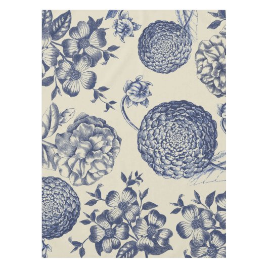 Antiek blauwe ventilator AfdrukFloral Tafelkleed (Voorkant)