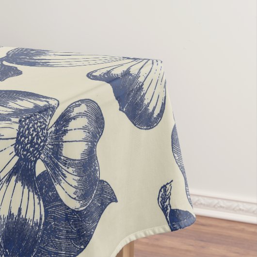 Antiek blauwe ventilator AfdrukFloral Tafelkleed (Voorbeeld)