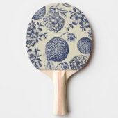 Antiek blauwe ventilator AfdrukFloral Tafeltennisbatje (Voorkant)