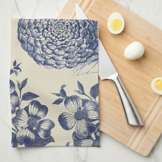 Antiek blauwe ventilator AfdrukFloral Theedoek (Quarter Fold)