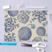 Antiek blauwe ventilator AfdrukFloral Tissuepapier (Craft)