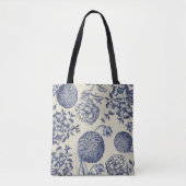 Antiek blauwe ventilator AfdrukFloral Tote Bag (Voorkant)
