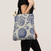 Antiek blauwe ventilator AfdrukFloral Tote Bag (Dichtbij)