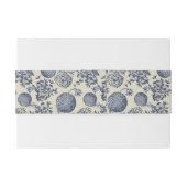 Antiek blauwe ventilator AfdrukFloral Uitnodigingen Wikkel (Achterkant Voorbeeld)