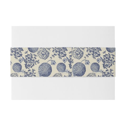 Antiek blauwe ventilator AfdrukFloral Uitnodigingen Wikkel (Achterkant Voorbeeld)