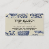 Antiek blauwe ventilator AfdrukFloral Visitekaartje (Achterkant)