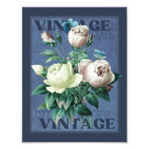 Antiek Blauwe Vintage Familiestuk Roos Fijne Kunst