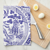 Antiek Blauwe Wilg China Patroon  Monogram Theedoek (Quarter Fold)