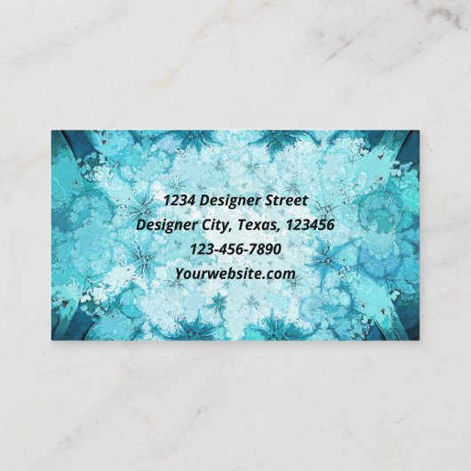 Antiek Blauwgroen Blauw Groen Waterverf Textuur Visitekaartje (Achterkant)