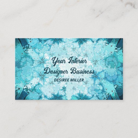 Antiek  Blauwgroen Blauw Groen Waterverf Textuur Visitekaartje (Voorkant)