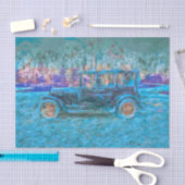 Antiek Blauwgroen blauw Paarse auto Tissuepapier (Craft)