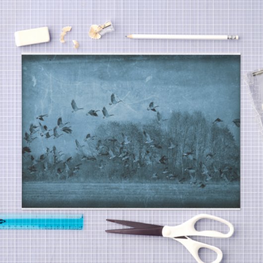  Antiek Blauwgroen blauw textiel ontkoppeling Tissuepapier (Craft)