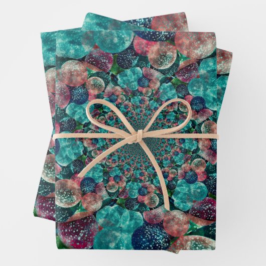  Antiek Blauwgroen blauwe retro-ballonnen met turk Inpakpapier Vel (In situ)