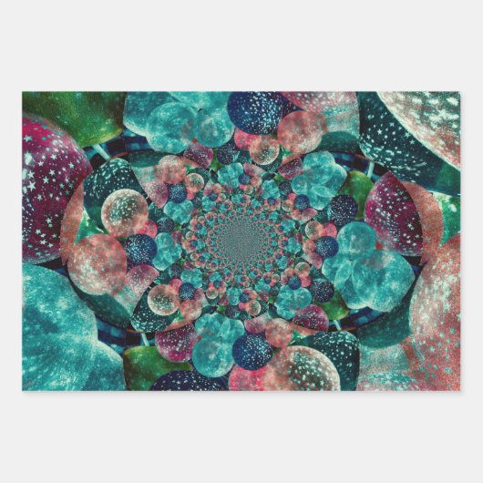 Antiek Blauwgroen blauwe retro-ballonnen met turk Inpakpapier Vel (Voorkant)