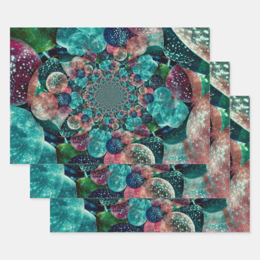 Antiek Blauwgroen blauwe retro-ballonnen met turk Inpakpapier Vel (Set)