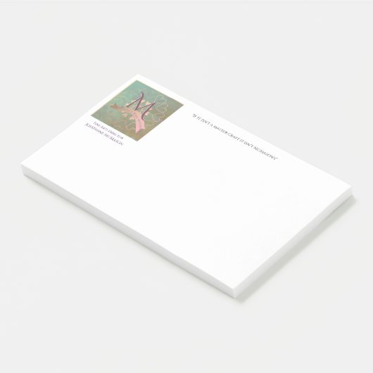 /Antiek Blauwgroen&Blush Business Monogram Post-it® Notes (Schuin)