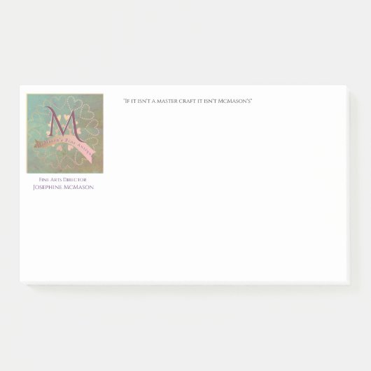 /Antiek Blauwgroen&Blush Business Monogram Post-it® Notes (Voorkant)