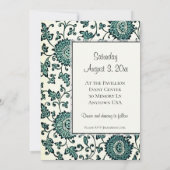Antiek Blauwgroen Floral Pattern Vow Renewal Uitno Kaart (Achterkant)